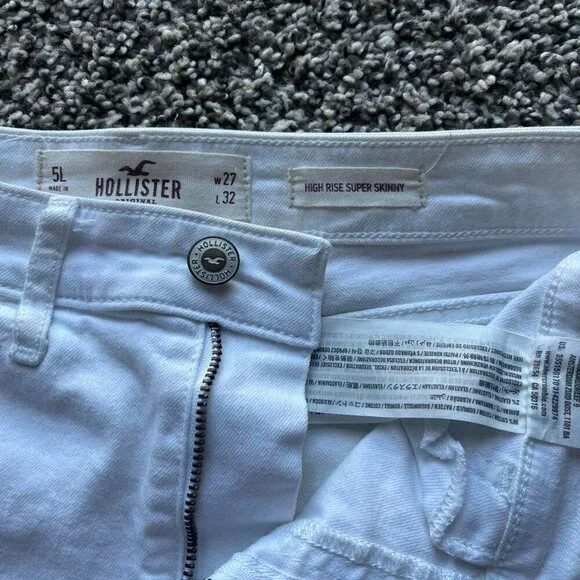 Y2K Hollister Jeans Womens 27 White High Rise Skinny Ripped Jeans - Picture 2 of 8